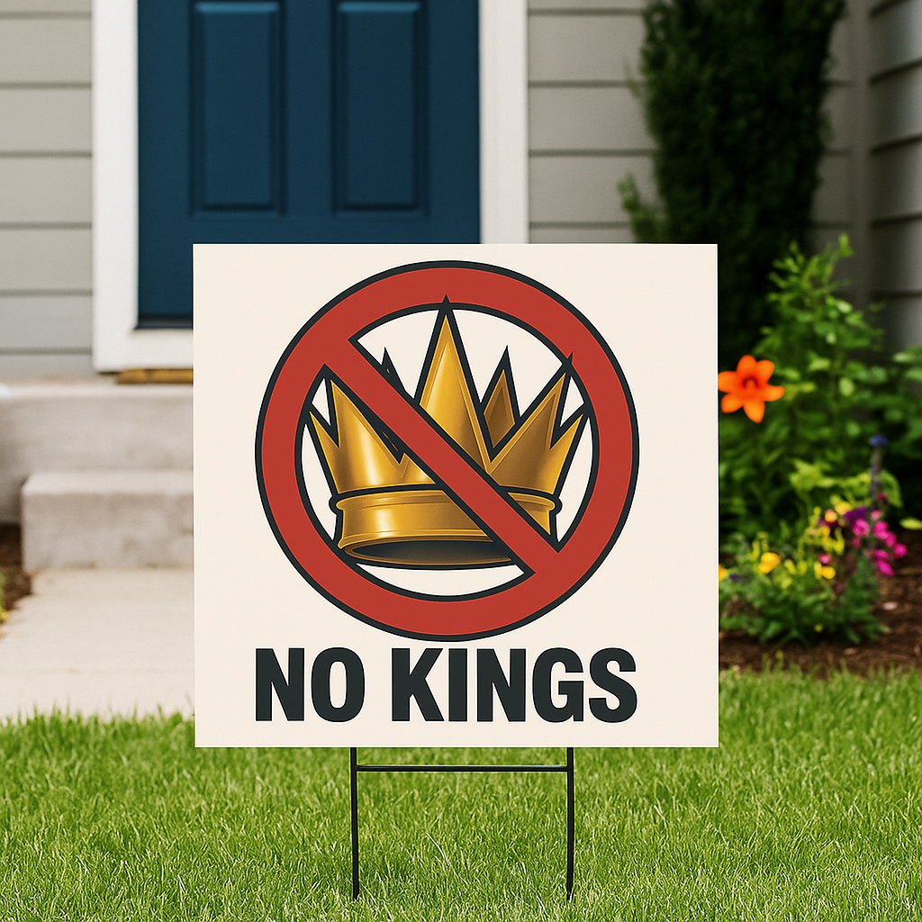 No Kings Yard Sign - 12”x12”