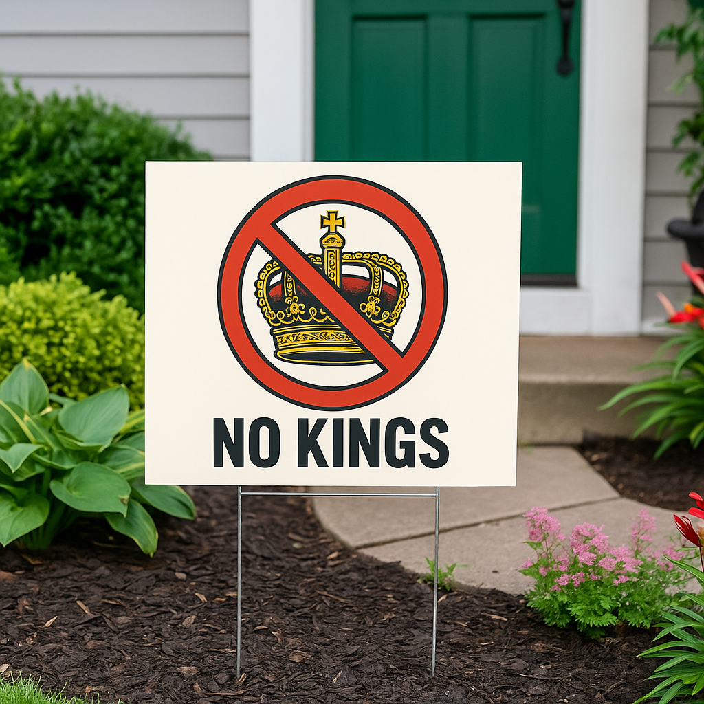 No Kings Yard Sign - 12”x12”