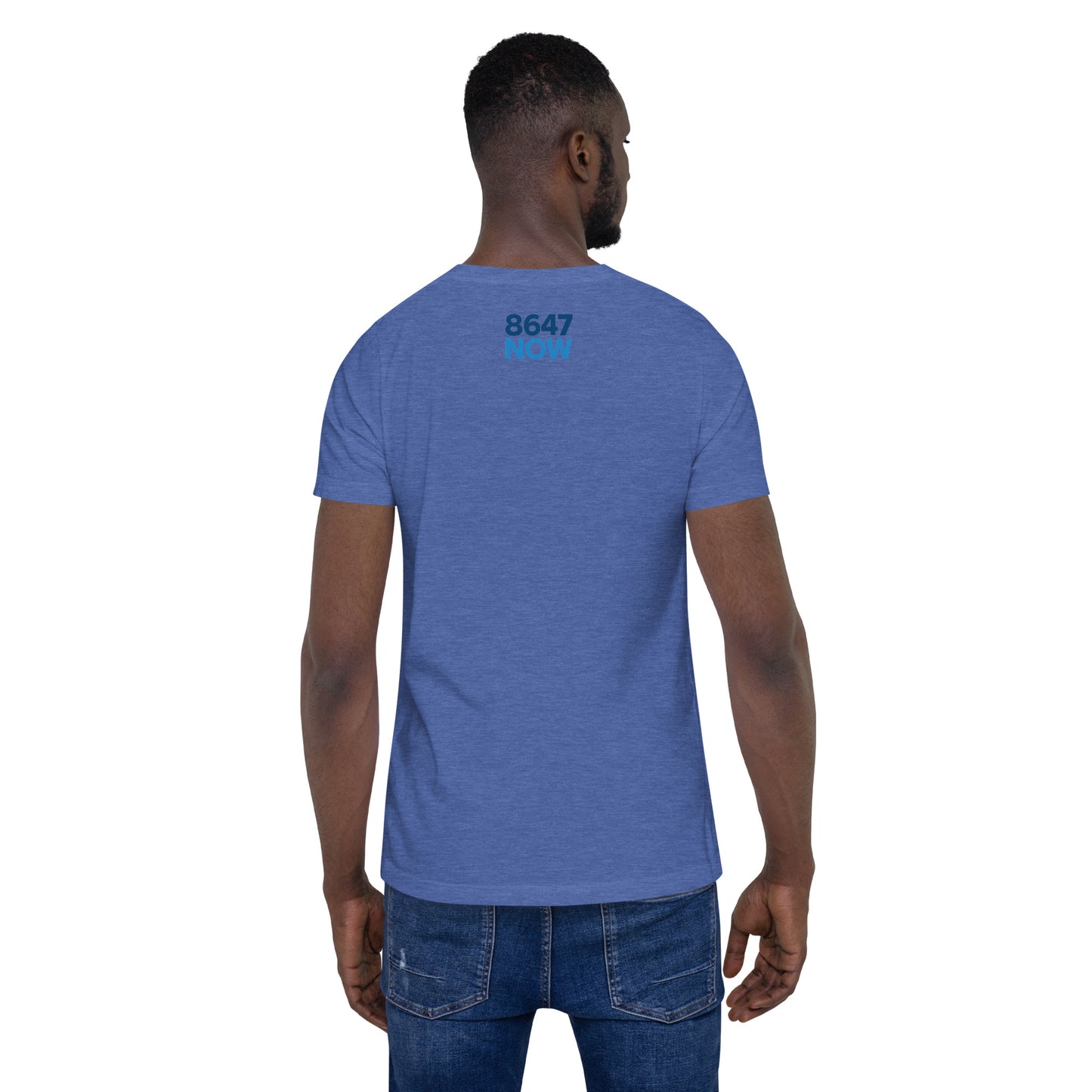 FDT Silhouette Tee — Heather True Royal alternate back mockup from 8647 NOW